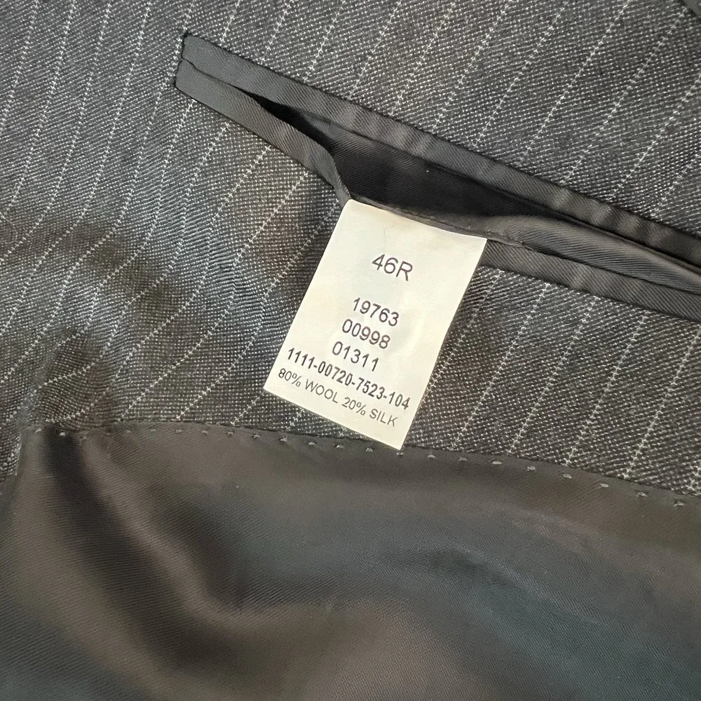 Jos‎ A Bank Signature Collection Blazer 46R Gray Pinstripe Wool Silk Suit Jacket
